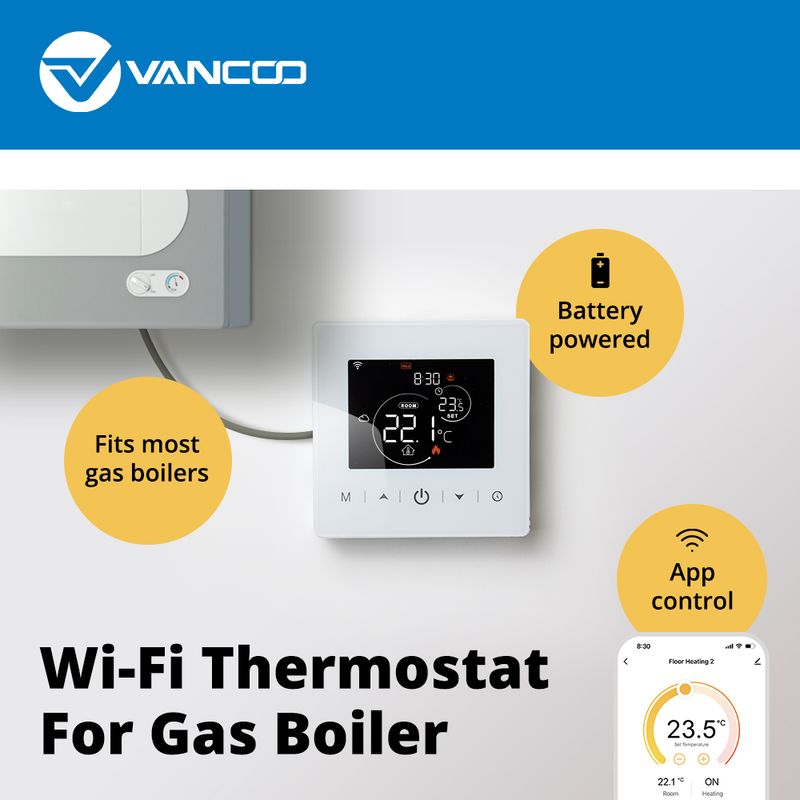 Baterijos miltelių kambario temperatūros valdiklis „Tuya Smart WiFi“ termostatas dujiniam katilui, veikiantis su „Alxa Google“_voghion.com