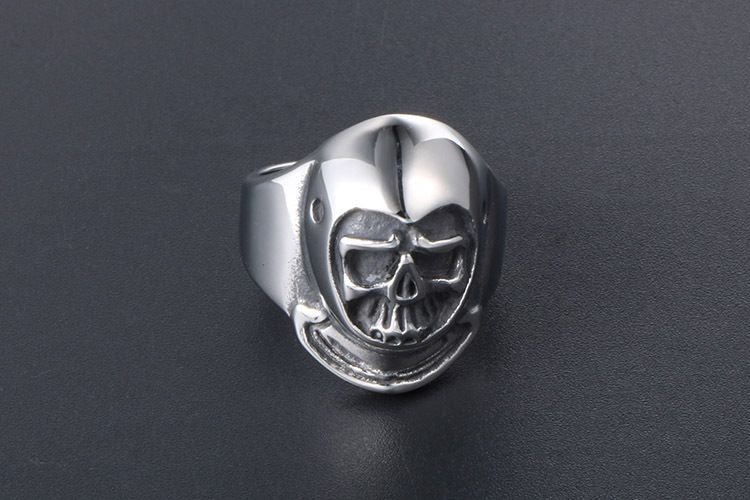 Anello in acciaio al titanio con teschio autoritario, anello largo da uomo con indice a forma di singola personalità, gioielli da uomo esagerati_voghion.com