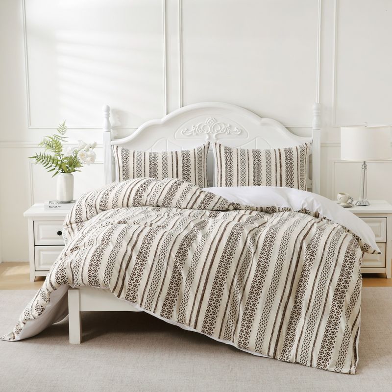 Set copripiumino in cotone premium anni '60 - 128x68 fili, motivo geometrico jacquard, stile lenzuolo con angoli (disponibili diverse misure globali)_voghion.com