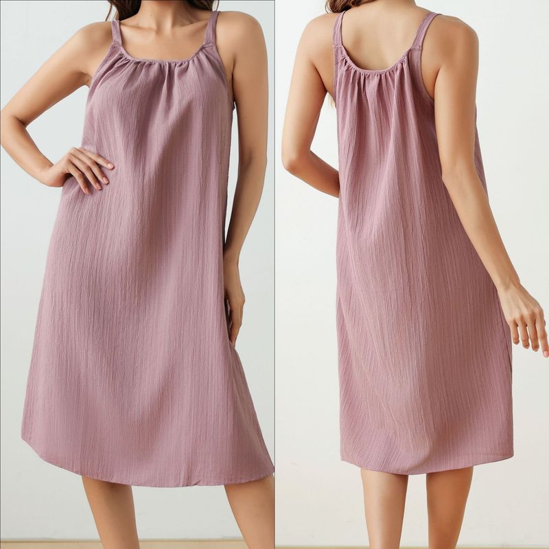 Nuova camicia da notte estiva da donna con bretelle, tinta unita, semplice e casual, da casa_voghion.com