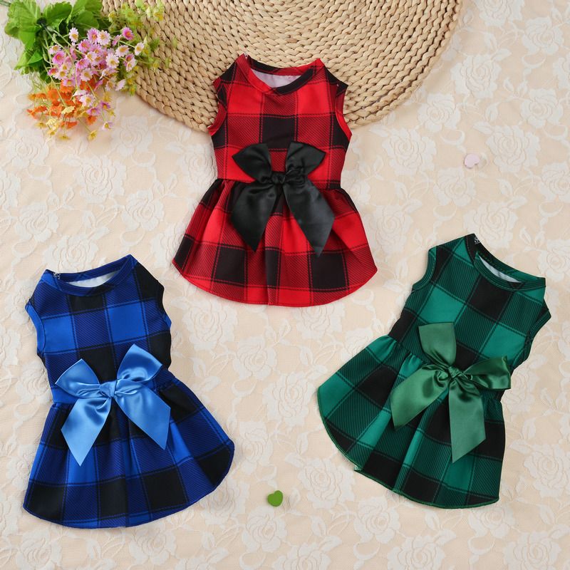 Neu Hund Plaid Rock Prinzessin Kleid Kleidung Für Teddy Pommerschen Kleine Hunde_voghion.com