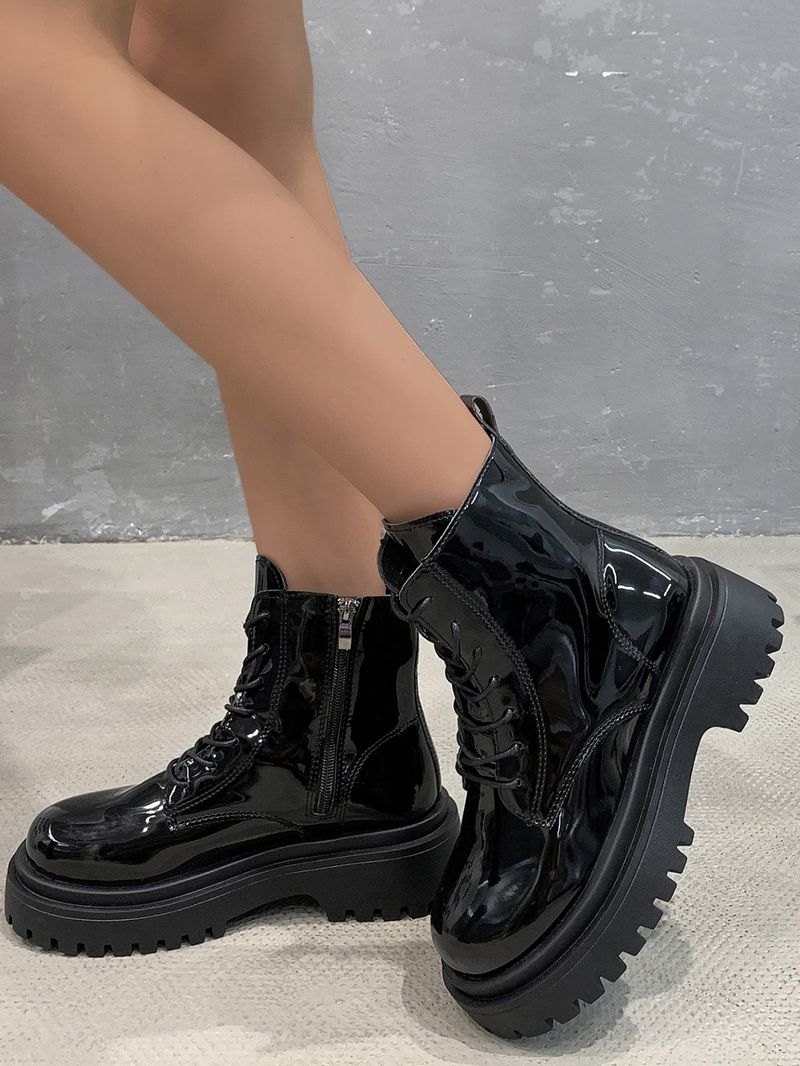 Autumn and winter new round head short handsome motorcycle boots_voghion.com