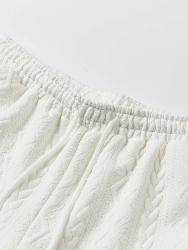 Herrenbekleidung Modetrend Freizeit Sport Strickmuster Kurzarm Zweiteiliger Anzug_voghion.com