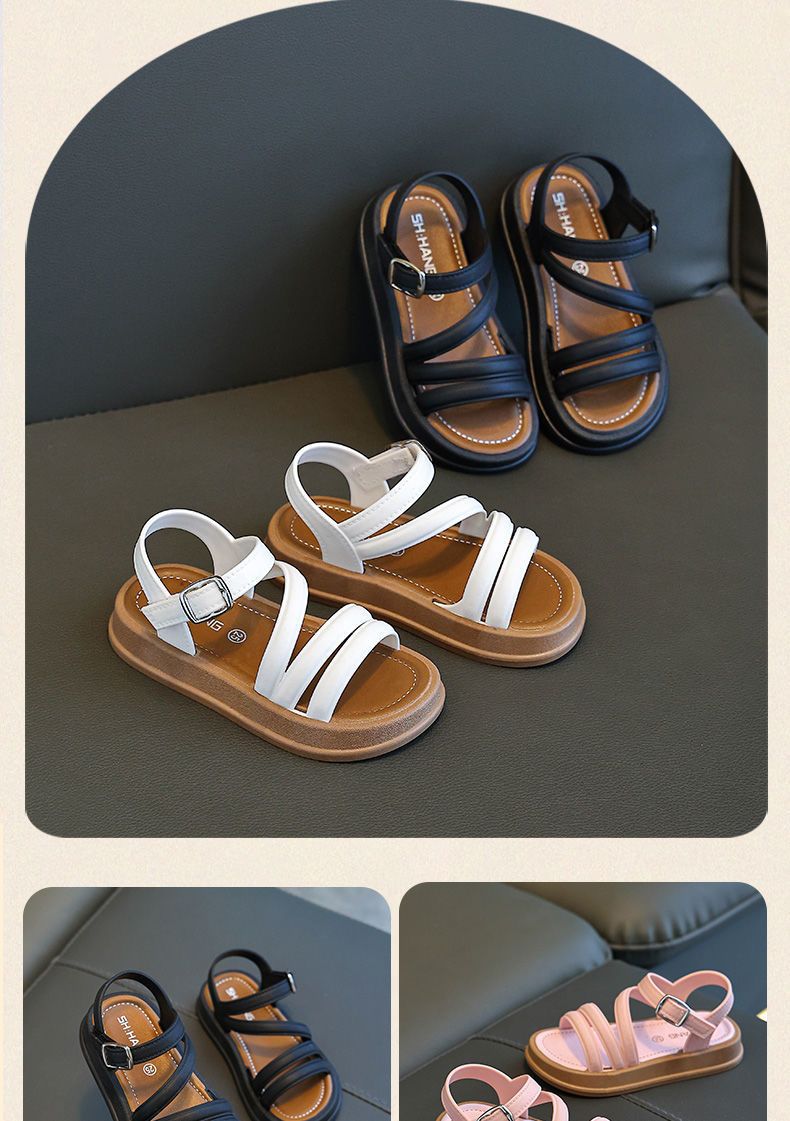 Sandali per bambine con punta aperta, temperamento estivo, nuova moda, scarpe da principessa, studenti, carini, versatili, sandali stranieri_voghion.com