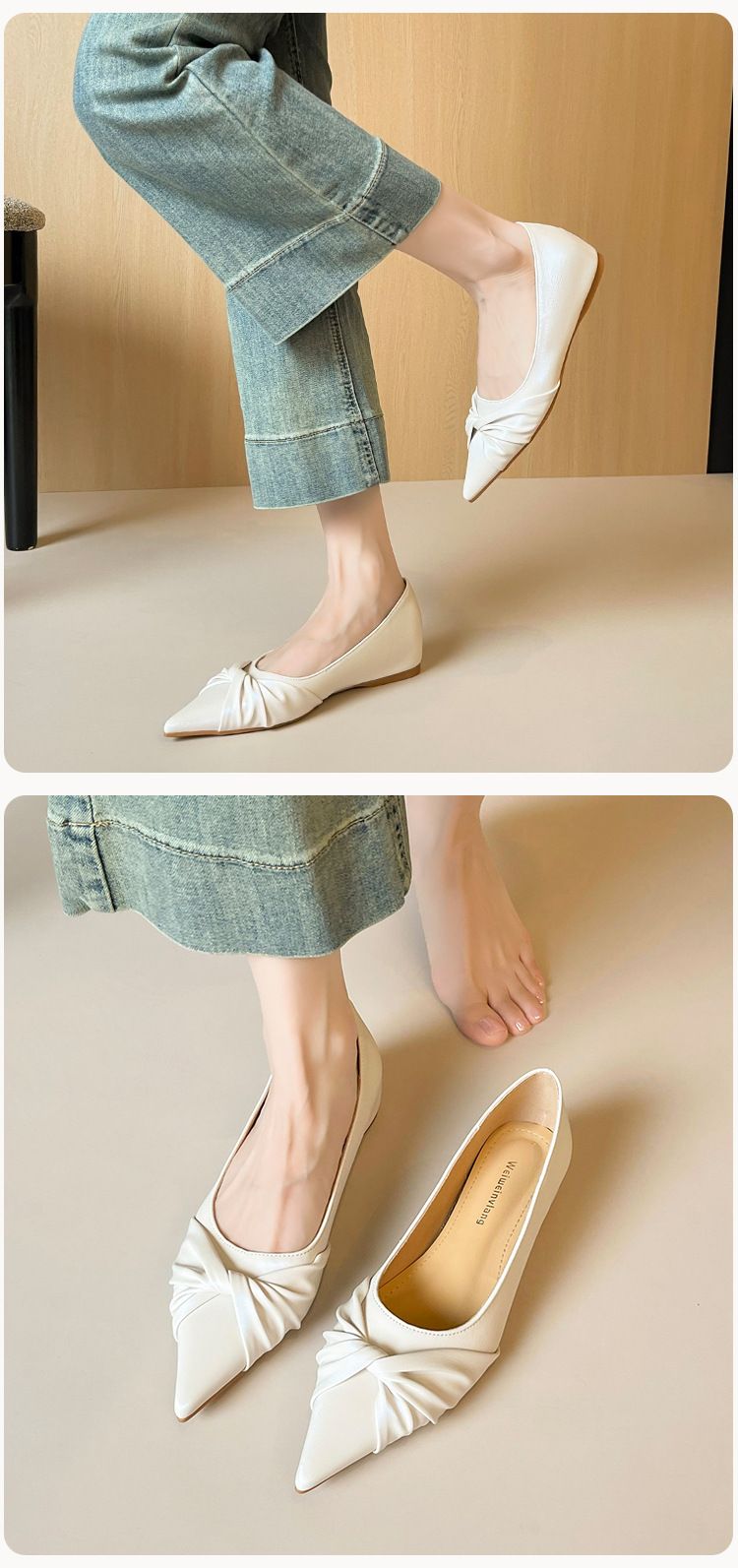 Innenhöhe erhöhen Französisch spitz einzelne Schuhe Damen Herbst flacher Mund schöne nicht müde Fuß Temperament Ladyshoes_voghion.com