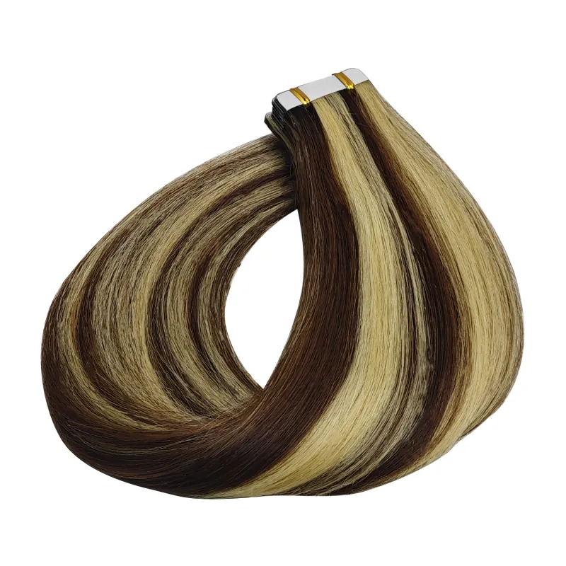 Tape In Human Hair Extensions 16-26 Inch Straight Natural Black 100% Remy Skin Weft Adhesive Glue On For Salon High Quality_voghion.com