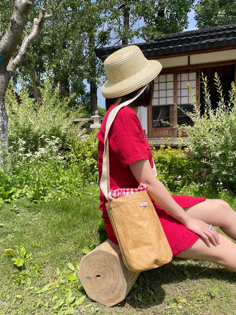 Lost Chill - Borsa a tracolla casual da esterno con motivo scozzese pastorale, modello secchiello Tyvek in carta da imballaggio marrone retrò originale_voghion.com