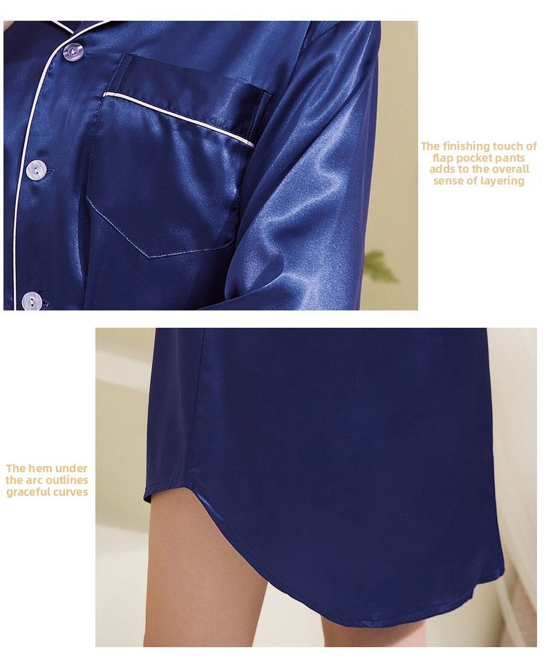 Women's Summer 3/4 Sleeve Silk Pajamas | Loose Plus Size V-Neck | Boyfriend Style Home Loungewear_voghion.com