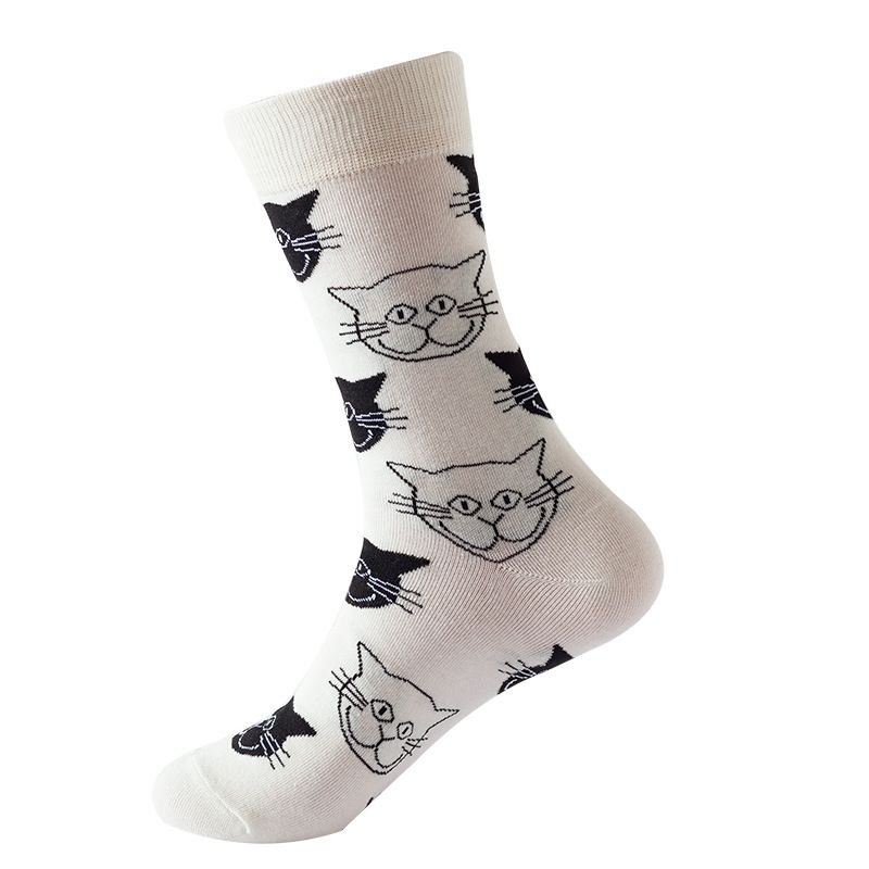2025e Spring Summer New Cartoon Bagged Sweat-Absorbing Deodorant Cotton Trendy Mid-Calf Cute Dog Long Socks_voghion.com