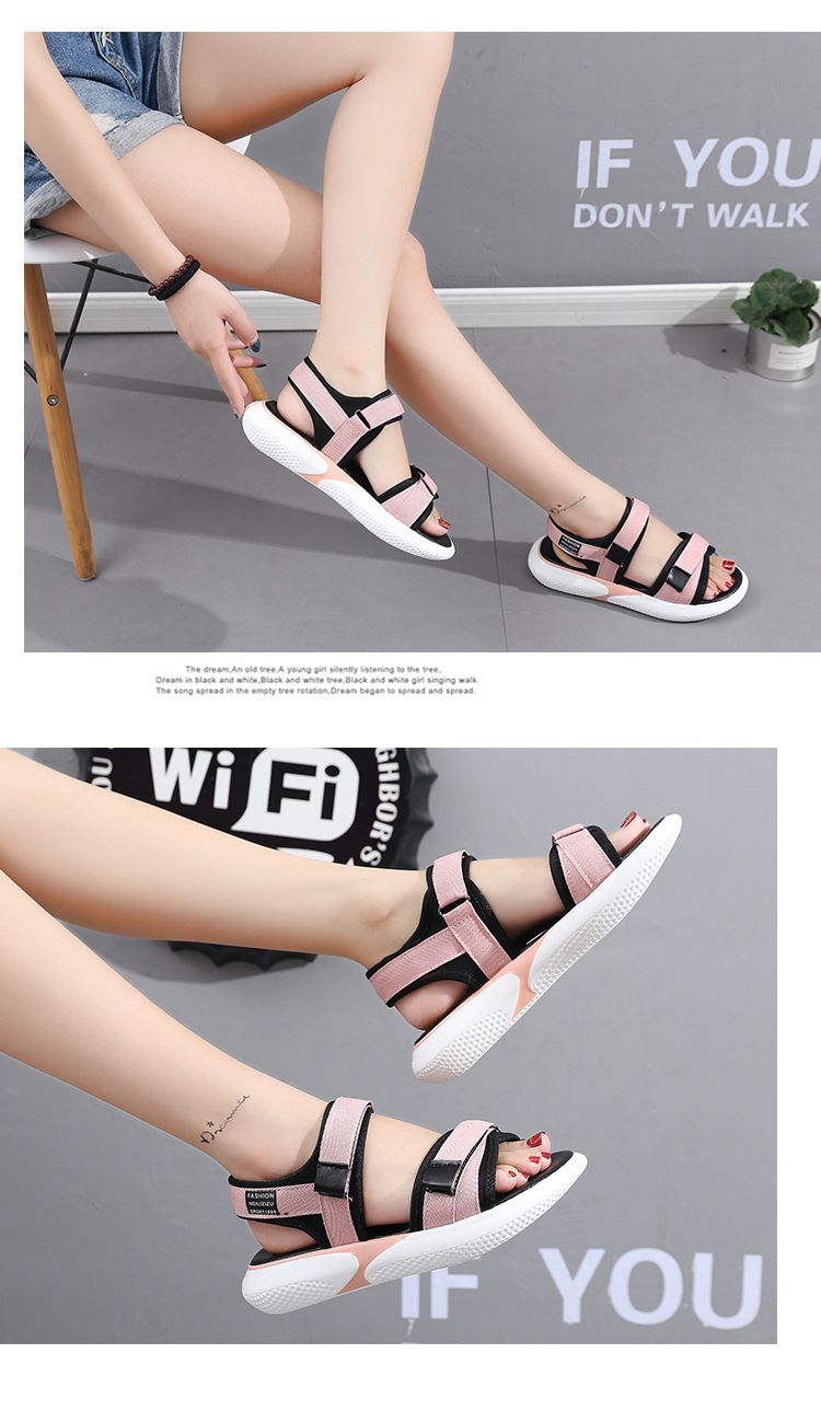 Women's casual Velcro muffin platform beach shoes_voghion.com