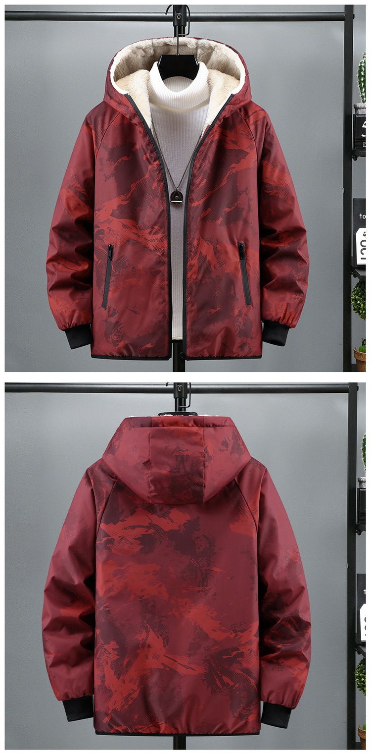 Giacca con cappuccio foderata in pile di ispirazione militare - Parka mimetico oversize con spessa imbottitura in cotone per uomo e ragazzo_voghion.com