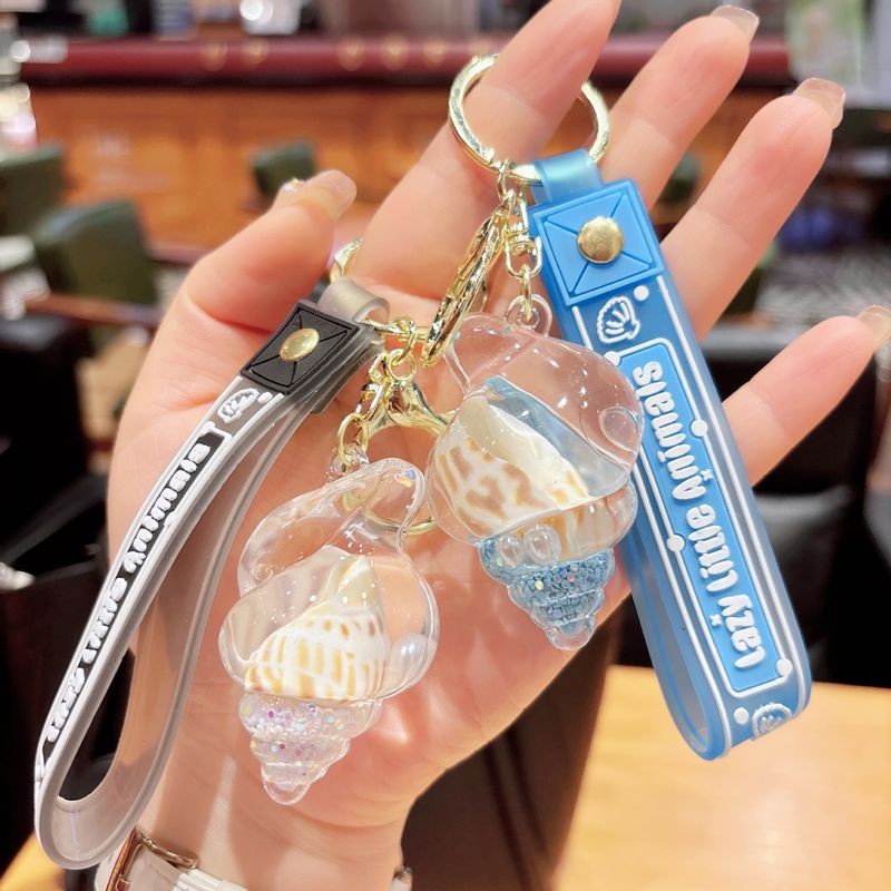 Unique Cute Fantasy Ocean Flow Sand Snail Keychain Creative Acrylic Couple Bag Hanging Decoration Best Friend Decoration_voghion.com