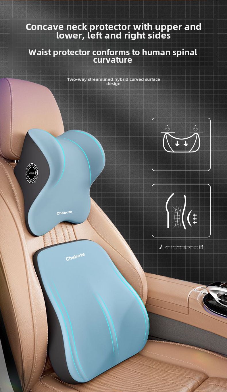Comfortabele lendensteun nekkussen auto nekkussen zitkussen nek traagschuim Four Seasons universeel auto kussen taille kussen_voghion.com