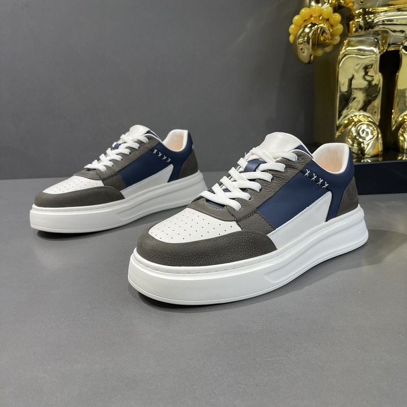 2025 Spring Light Luxury Fashion Leather Thick Soled Casual Trendy Versatile Sports Men's Board Shoes_voghion.com