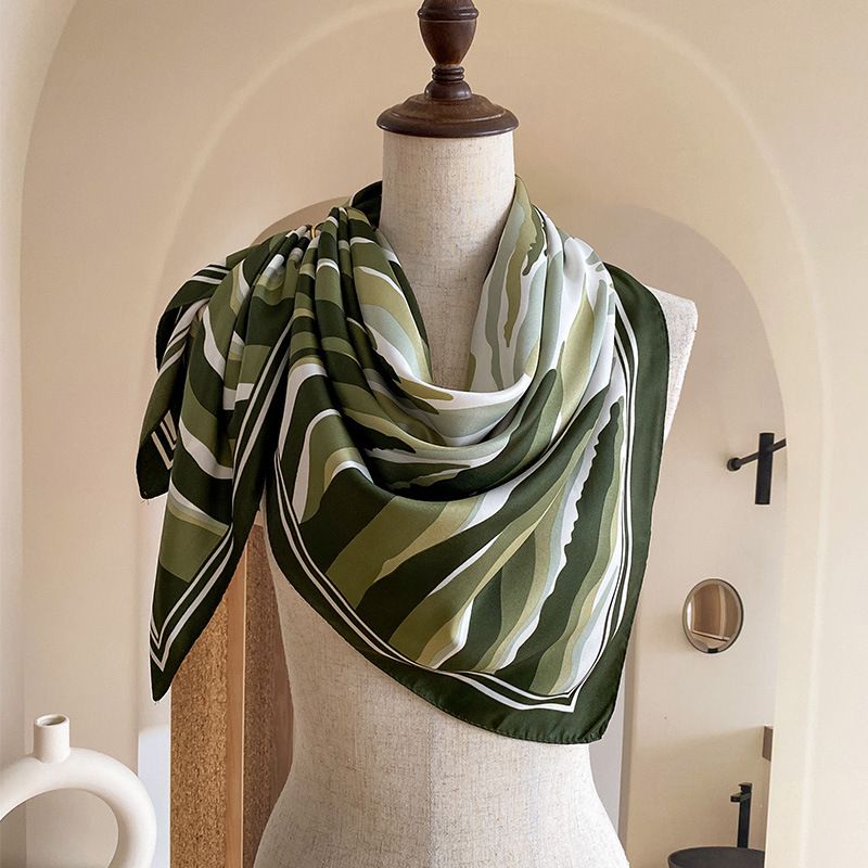 Summer Zebra Pattern Fashion Personality Exotic Women's Sunshade and Sunscreen Simulation Silk Twill Neck Square Scarf_voghion.com