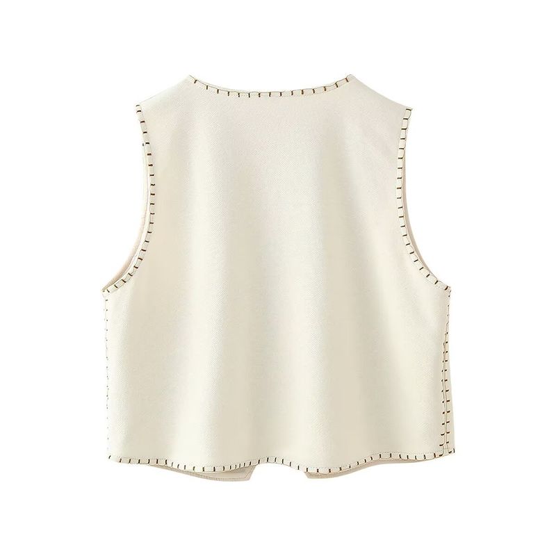 Abbigliamento donna 2024 autunno e inverno nuova moda gilet ricamato con scollo a V_voghion.com