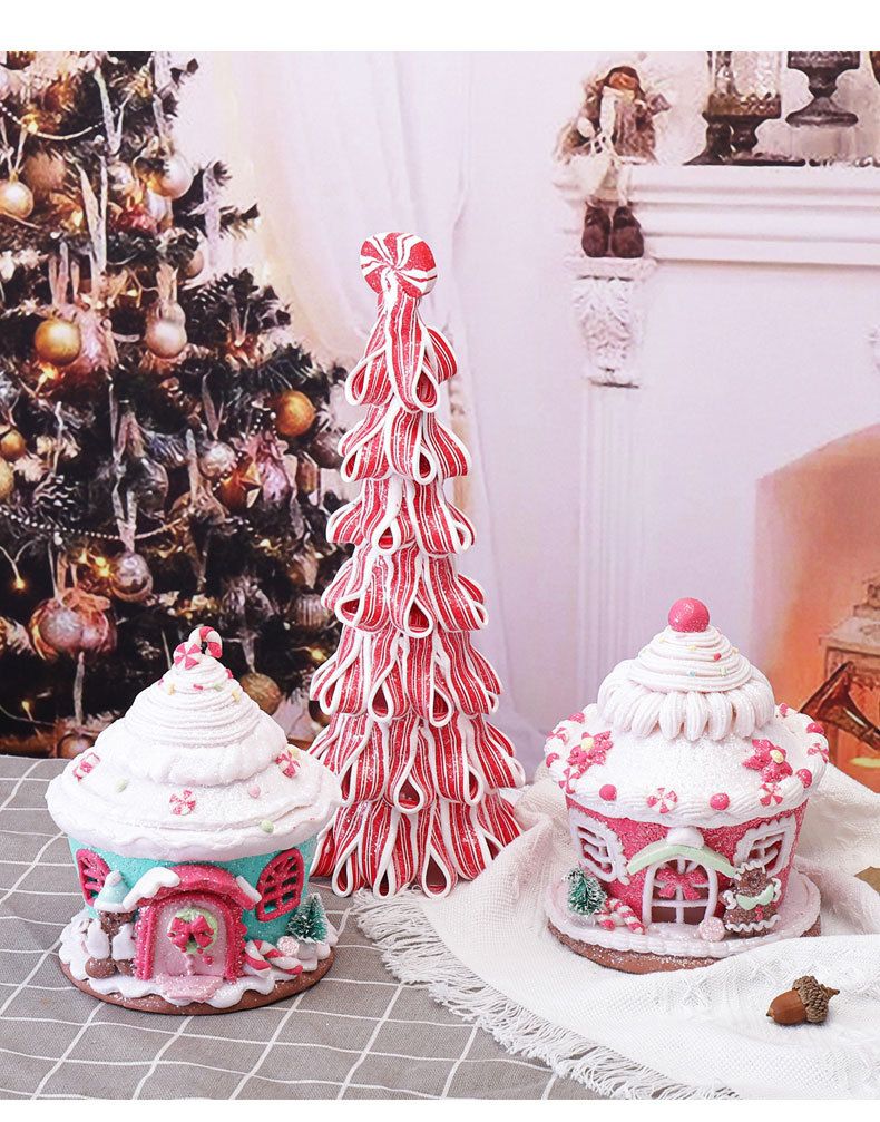 Christmas Decorations Home Luminous Soft Clay Castle House Bread Soil Christmas Shopping Mall Window Decoration Set_voghion.com
