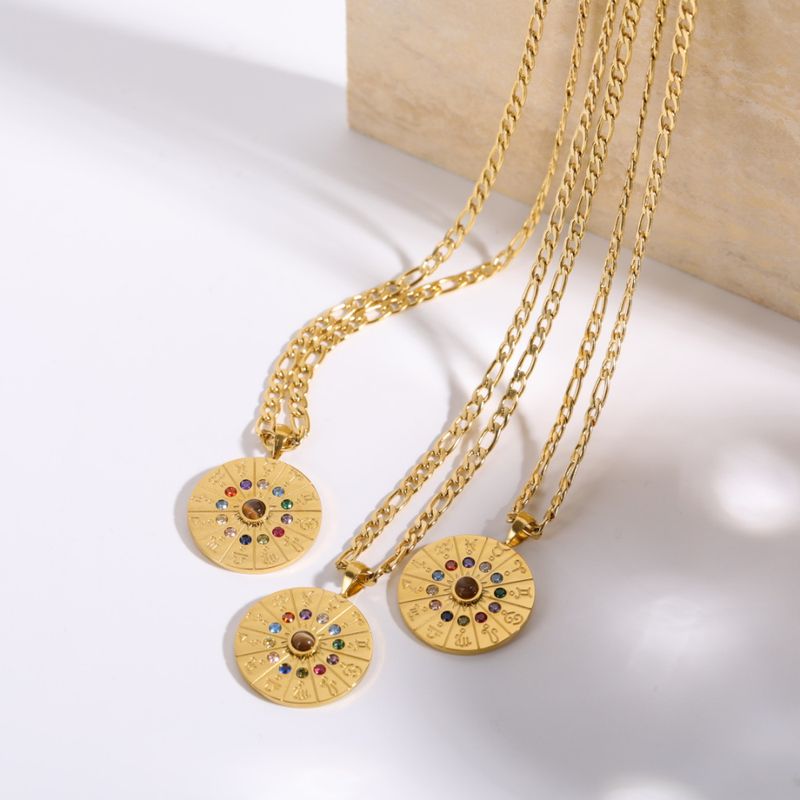 Women's Jewelry Stainless Steel Zodiac Necklace Birthstone & Tarot Pendant Unique Astrological Charm For All 12 Signs Twelve Constellation Necklace_voghion.com