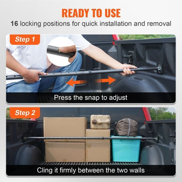 Cargo Bar, Truck Bed Bar Adjustable From 40' To 73', Heavy-duty Steel Cargo Stabilizer Bar With 220 Lbs Capacity, Truck Load Bar Stop Sliding For P_voghion.com