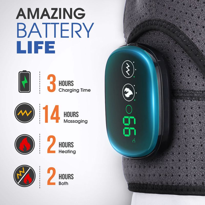 heating massage shoulder pad Heating vibration USB charging shoulder pad Touch screen sports joint hot compress protective gear_voghion.com