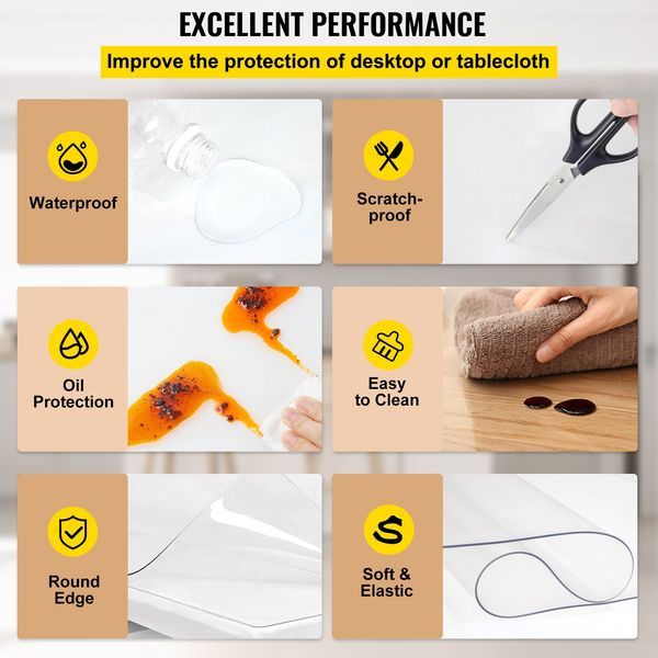 Plastic Table Cover 36 X 60 Inch, 1.5 Mm Thick Clear Table Protector, Rectangle Clear Desk Mat, Waterproof & Easy Cleaning For Office Dresser N_voghion.com