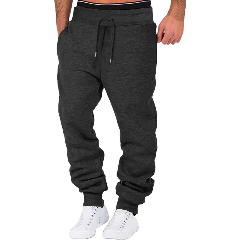 Fleecegevoerde joggingbroek voor heren – Winterthermische hardloopbroek, slim fit en rekbaar (zwart/grijs/wit, S-4XL, hoge elasticiteit voor de sportschool en buiten)_voghion.com