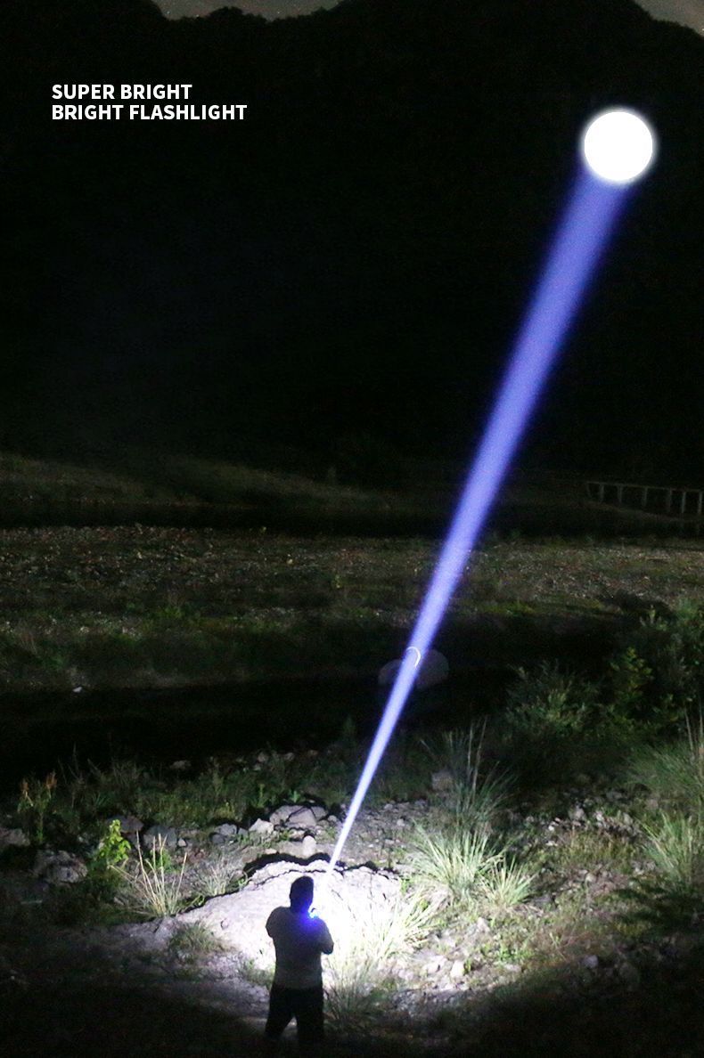 Neue LED-Taschenlampe mit hoher Helligkeit, wiederaufladbar über USB, ultrahell, für den Außenbereich, für den Heimgebrauch, Notfall-Gaslicht, Fernscheinwerfer_voghion.com