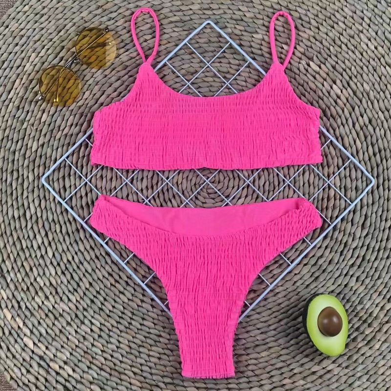 Costume da bagno caldo da donna, bikini sexy a triangolo plissettato _voghion.com