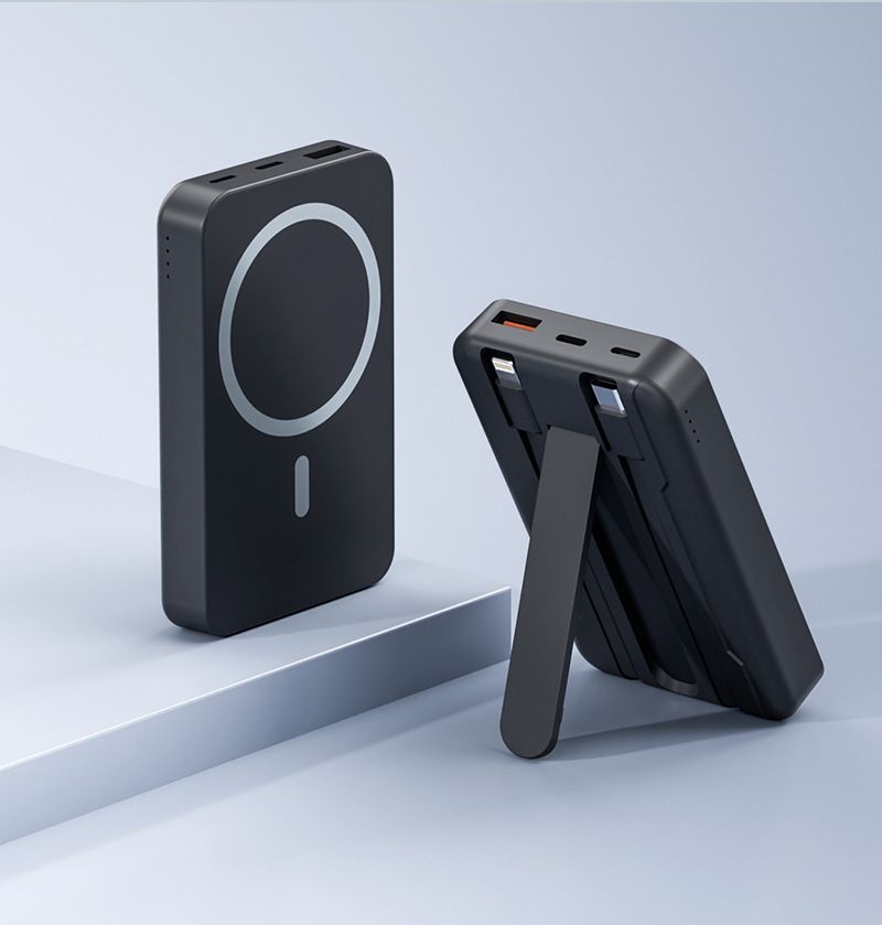 Power Bank con ricarica superveloce da 22,5 W - 20000 mAh con ricarica wireless magnetica da 15 W e cavo e supporto integrati_voghion.com