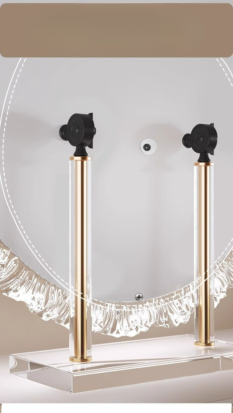 【 Collezione 2721 People 】 Specchio da toeletta da tavolo per camera da letto con base in acrilico a forma di girasole, luminoso a LED_voghion.com