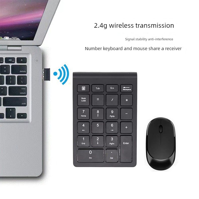 Draadloos toetsenbord Financiële boekhouding Laptop Externe mini geruisloze USB digitale sleutelmuis_voghion.com