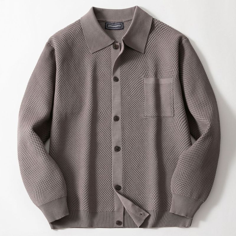 Clothing Autumn Winter New Men's Knitted Cardigan Turn-Down Collar Single-Breasted Sweater Jacket SY0215_voghion.com