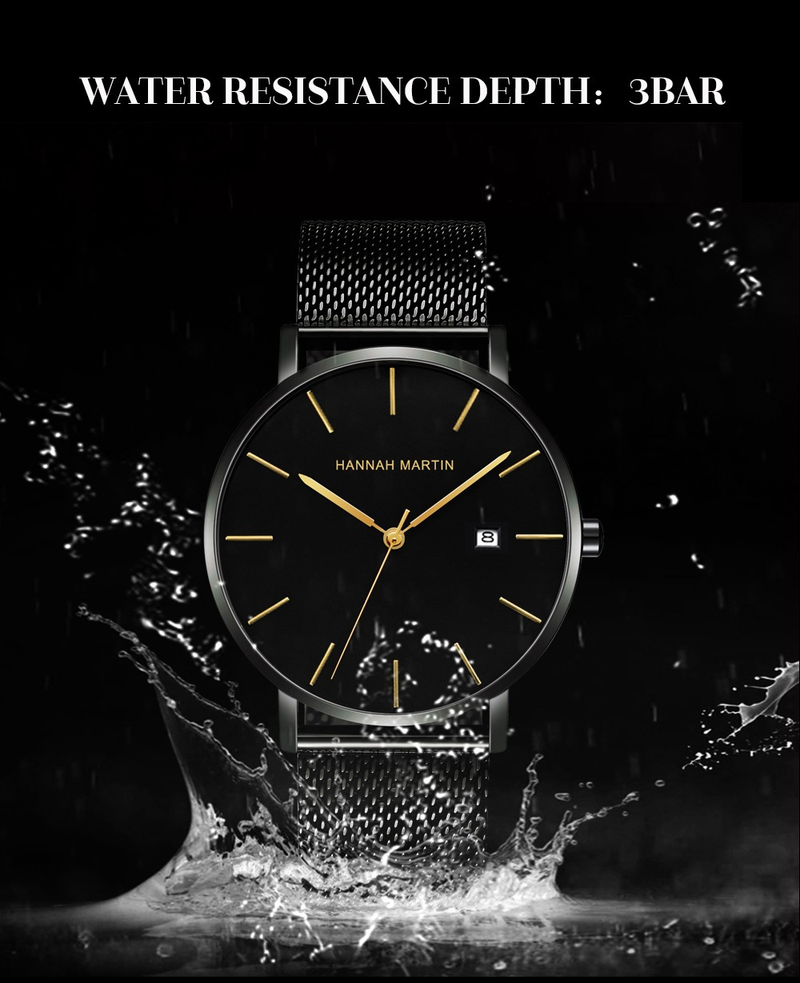 Men's Stainless Steel Waterproof Watch With Japanese Quartz Movement, Date Display, Minimalist Design, Blue Dial Dark Blue Steel Belt Watch_voghion.com