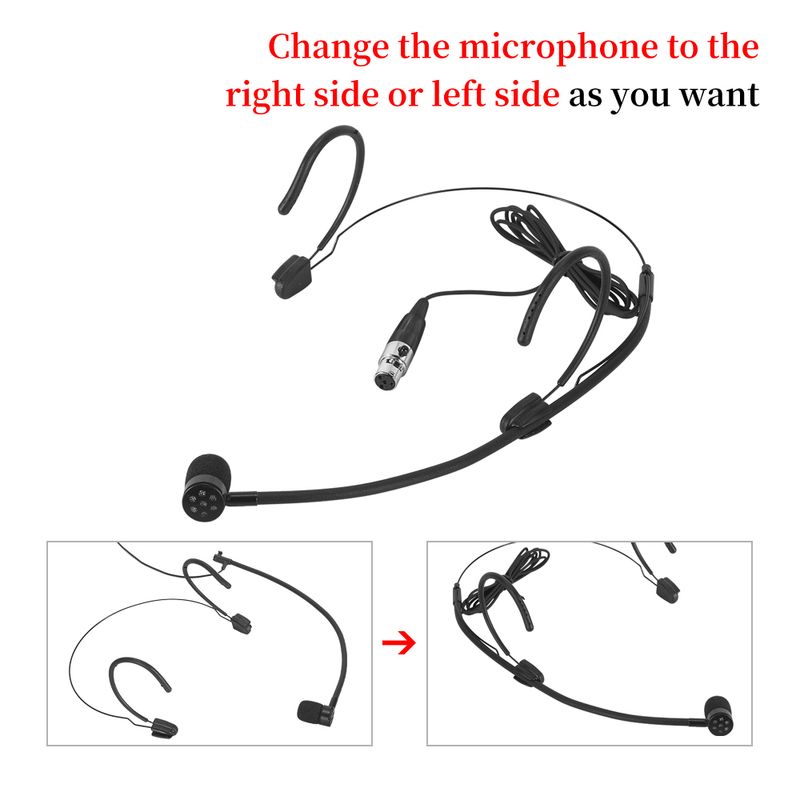 iiimymic Microfono auricolare unidirezionale nero 4 pin XLR TA4F Microfono da canto indossabile per sistema bodypack wireless Shure_voghion.com