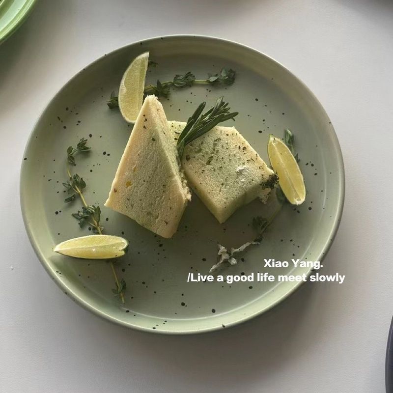 Plate Ins High Value Ceramic Ink Splashing Plate Retro Green Avocado Green Ink Dot Plate Steak Western Plate Home Plate_voghion.com