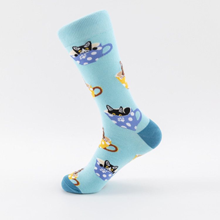 2025d Colorful Trendy Poached Egg Casual Cotton Street Fashion Mid-Calf Plus Size Men's Socks_voghion.com