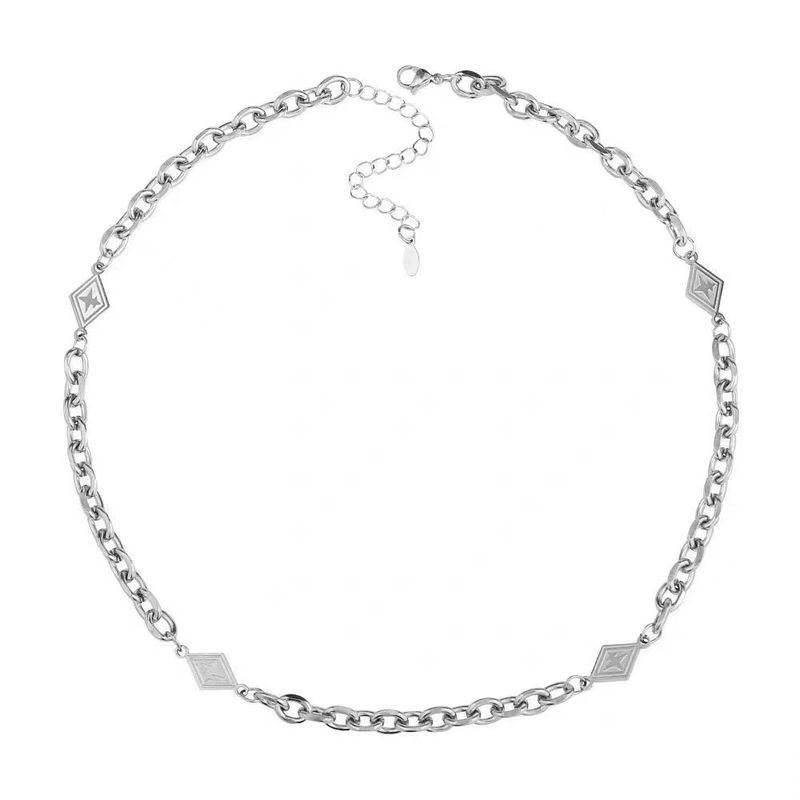 Naszyjnik z tytanu ze stali z diamentami w kształcie gwiazdy dla mężczyzn i kobiet, modna marka, bez blaknięcia, zimny trend, akcesoria do łańcuszków hip-hopowych, łańcuszek do swetra_voghion.com