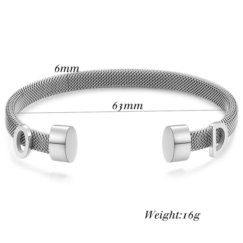 2 STÜCKE Elegante Und Minimalistische Weibliche Edelstahl Draht Kabel Öffnung OD Brief Armband_voghion.com