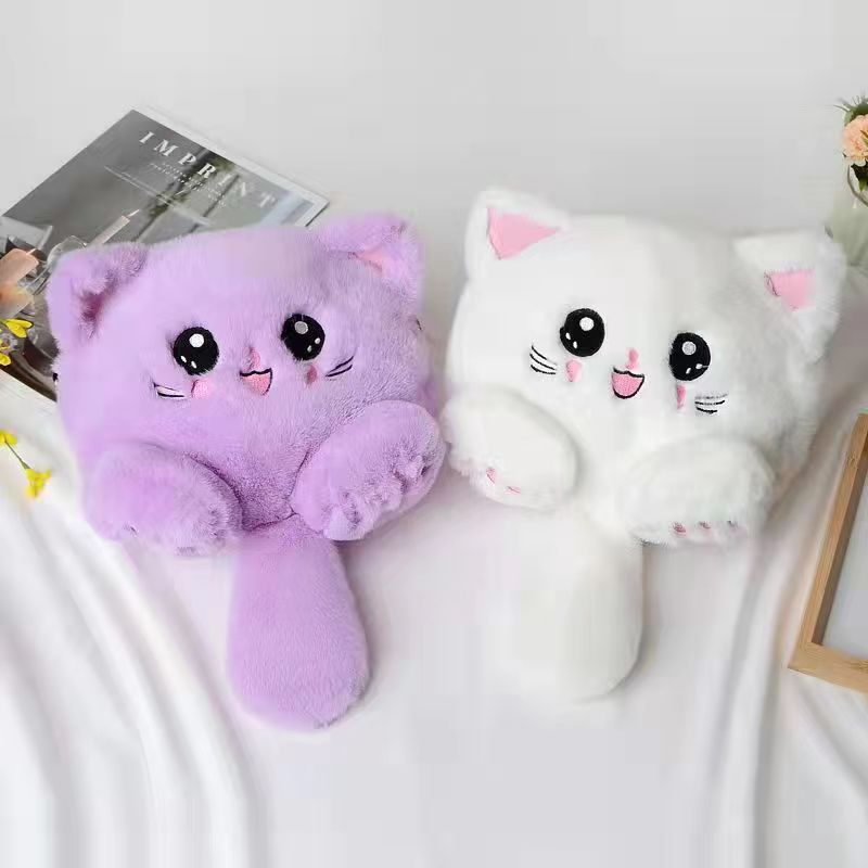 Cute cat cartoon bag, girls plush bag, women's diagonal high capacity backpack, student backpack, chain cat phone bag_voghion.com