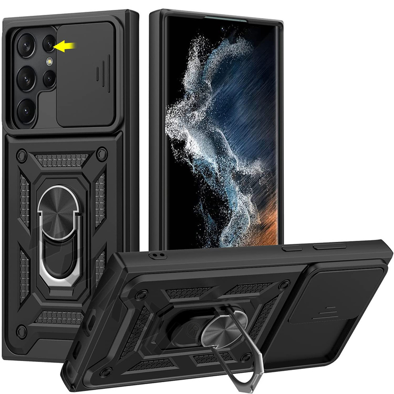 Para Samsung Galaxy S22 S21 S20 Note 20 Ultra Plus FE A52 Funda deslizante con soporte y cámara Protección a prueba de golpes de grado militar_voghion.com