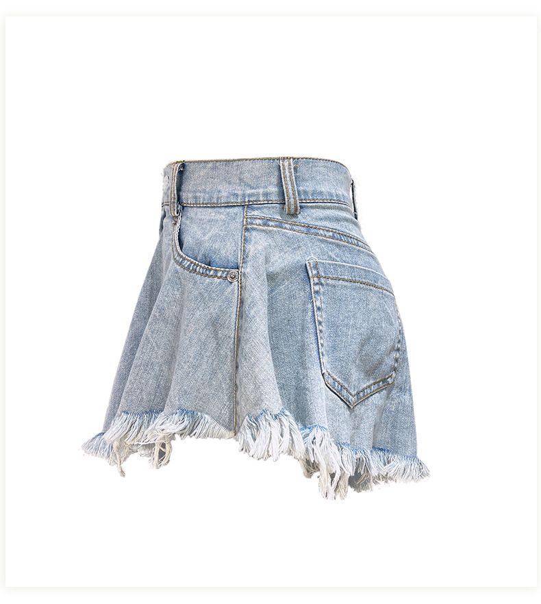 Women's Distressed Denim Shorts - High Waisted Ripped Jeans With Frayed Hem Trendy Loose Fit Summer Fashion_voghion.com