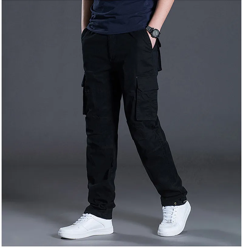 Lente Herfst Cargo Casual Heren Baggy Normale Katoenen Broek Mannelijke Combat Tactische Broek Multi Zakken_voghion.com