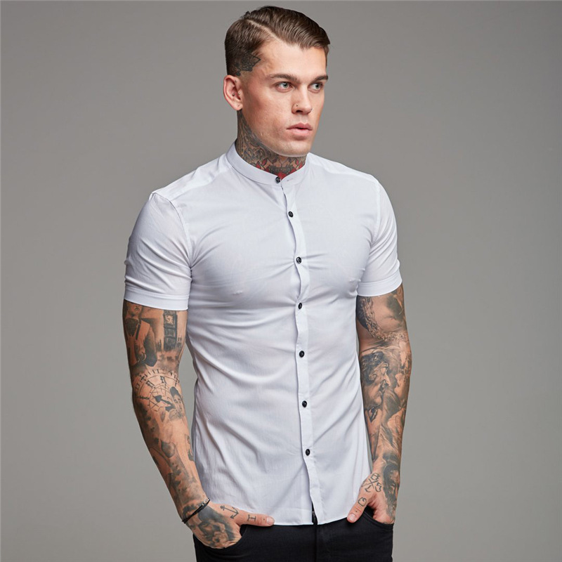 Camicia a maniche corte per sport fitness T-shirt da allenamento per corsa da uomo Camicia con fondo elasticizzato slim fit ad asciugatura rapida_voghion.com