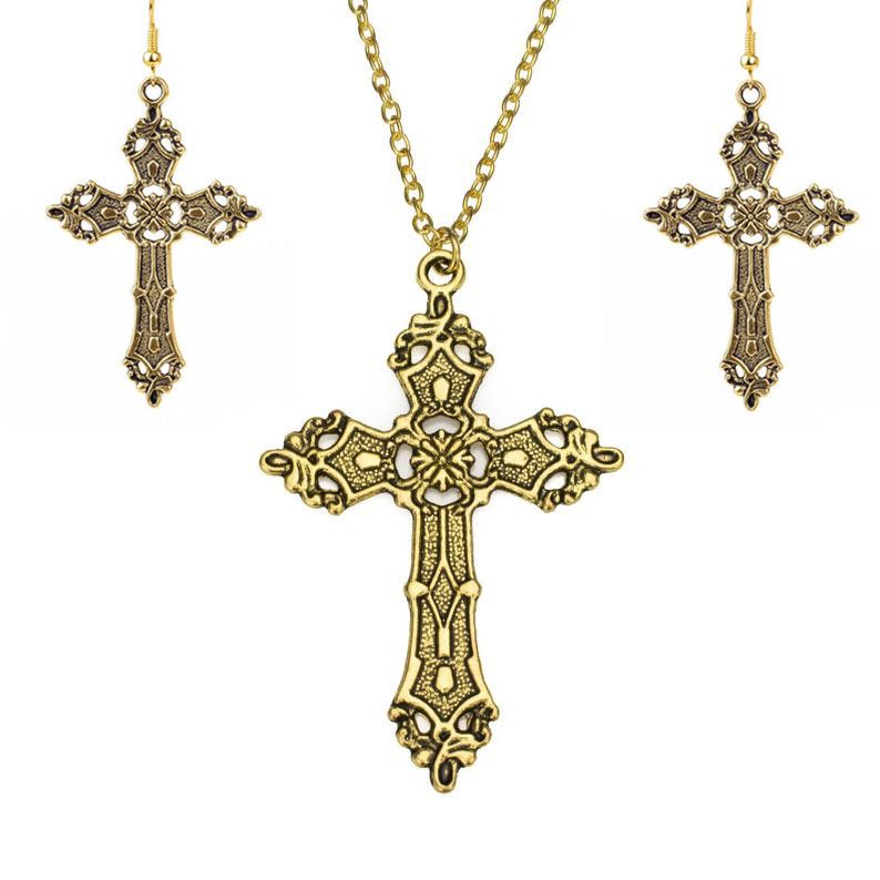 Unisex snygga vintage korsörhängen_voghion.com