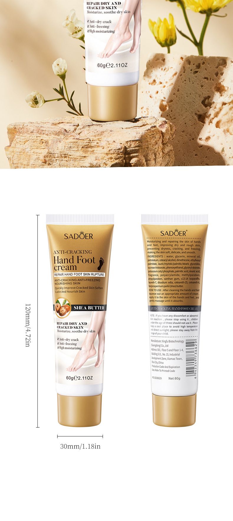 Crema mani idratante, nutriente, anti-crepe, profumata, Full English And Foot 60 g SADOER_voghion.com