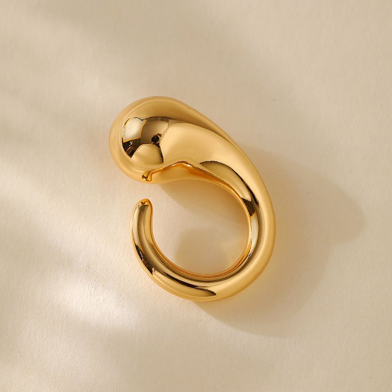 Heavy metal color preserving love ring copper plated with K real gold stacking fashion irregular texture retro ring_voghion.com