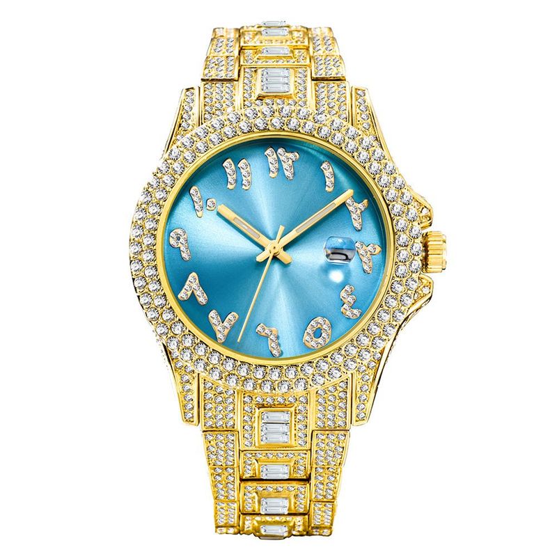 European And American Hip Hop Diamond Full Diamond Business Men's Waterproof Quartz Watch_voghion.com