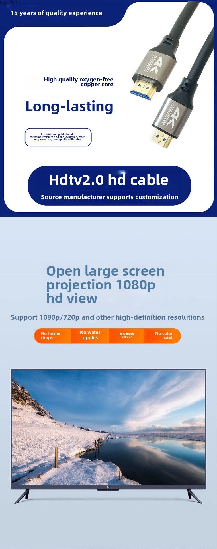 4K HDMI 2.0 kabel velike brzine za HDTV projektor računalo na TV Ultra HD video audio prijenos_voghion.com
