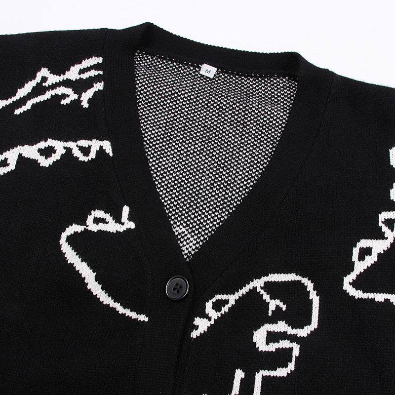 Abbigliamento da donna maglione a maniche lunghe cappotto cardigan sciolto dinosauro cartone animato_voghion.com