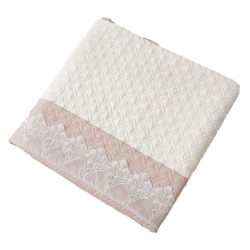 Juego de cama acolchado de 3 piezas: funda nórdica con bordado a computadora, ribete de encaje de burbujas y costuras florales de doble cara, cubrecama liso._voghion.com